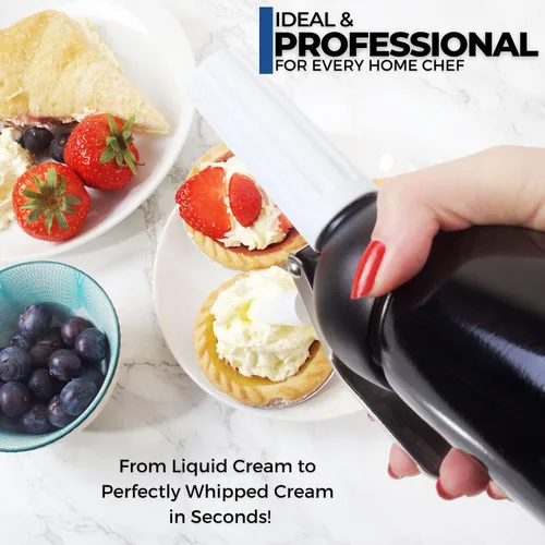 Miniatura 5 de ICO Dispensador profesional de crema batida de aluminio para crema batida casera, máquina de crema batida para postres, salsas y licores infundidos