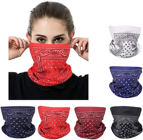 Miniatura 10 de Máscara facial multibandana, polaina para el cuello, sin costuras, diadema mágica para exteriores, bufanda facial para polvo, viento y resistencia a