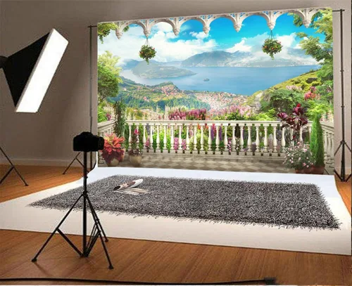 Miniatura 2 de AOFOTO Telón de fondo para terraza de jardín de 5 x 3 pies, hermoso paisaje de fotografía, fondo de fotografía para niños, niñas, retrato artístico