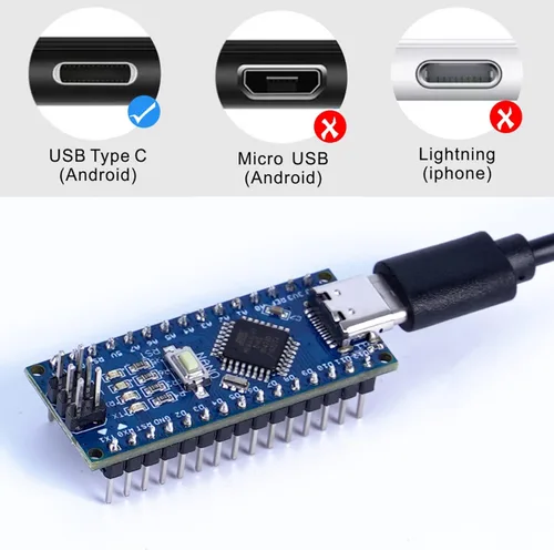 Miniatura 3 de 1x Nano Módulo CH340 5V/16M USB-C Micro-controlador Junta para Arduino Nano V3.0