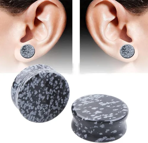 Miniatura 2 de Bloomfall Gauge Opal Ear Plugs Piercing Jewelry Set Double Flare Saddle Stretching Gages Tunnels Expander 5mm-25mm