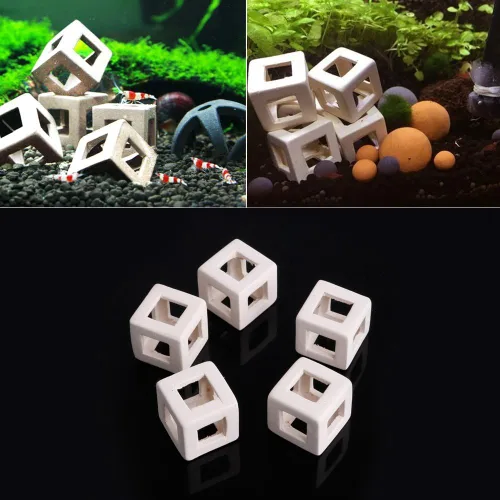Miniatura 2 de Decoración de cerámica para acuario, mini cueva cúbica blanca, adorno seguro para peces, accesorios de paisaje, Betta Fish Hideout