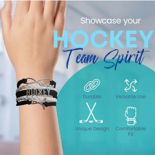 Miniatura 2 de Pulsera con dije de hockey, joyería de hockey sobre hielo, pulsera de hockey con amor infinito, regalo para ella
