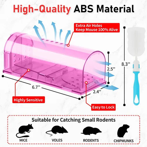 Miniatura 2 de LULUCATCH Trampas humanas para ratones, paquete de 2 trampas para ratones vivos, trampas para ratones de liberación de captura para interiores