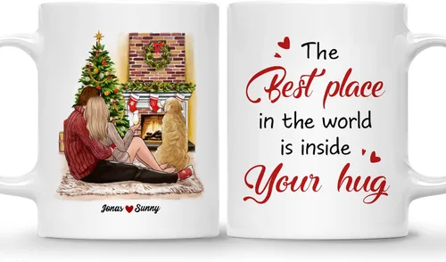 Miniatura 8 de Gossby Taza de café de Navidad personalizada para parejas y perros, personalizada con diseño, nombre, regalo de Navidad para novia, novio, esposa