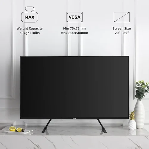 Miniatura 10 de Soporte universal para TV, patas de metal para TV de 20 a 65 pulgadas LCD/LED/OLED/Plasma pantalla plana y curva, ajuste de altura con VESA 75x75mm