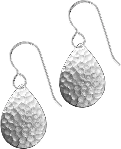 Miniatura 4 de Aretes colgantes grandes con disco circular martillado en plata, oro u oro rosa