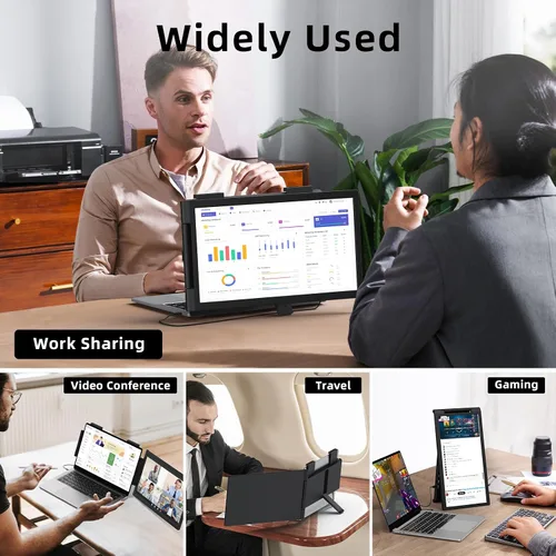 Miniatura 8 de MAGICRAVEN Extensor de pantalla para laptop, monitor portátil IPS de 14 pulgadas, 1080P, monitor de viaje para portátiles de 14 a 16.5 pulgadas