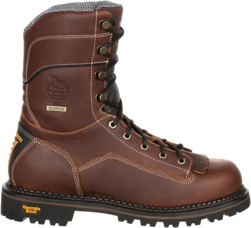 Georgia Boot Botas de trabajo impermeables de tacón bajo AMP LT Logger para hombre Marrón