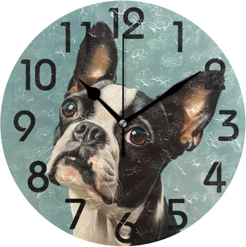 Miniatura 31 de Reloj de pared redondo retro de otoño con dos gnomos y calabaza de 10 pulgadas, funciona con pilas, reloj de escritorio analógico silencioso sin
