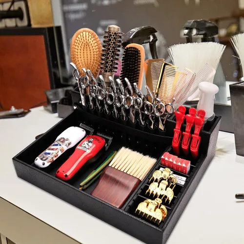 Miniatura 9 de Caja de almacenamiento de peluquería, soporte para herramientas de peluquería, caja de almacenamiento grande desmontable multifuncional, soporte