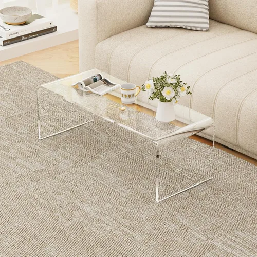 Miniatura 13 de Mesa auxiliar acrílica, mesa de centro iridiscente arcoíris con cubierta de mesa de PVC, muebles de acrílico transparente, mesita de noche redonda