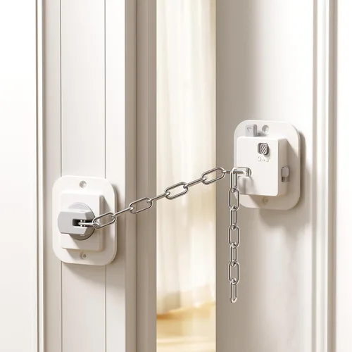 Miniatura 8 de YEYA Pestillo y tope de puerta para gatos - Correa ajustable, paquete de 2 soportes y accesorios de puerta para mantener la puerta abierta