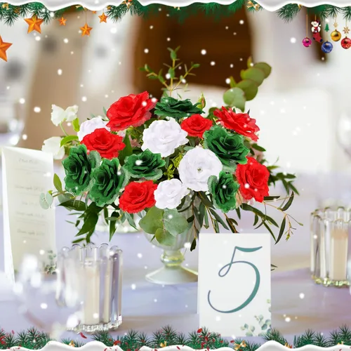 Miniatura 6 de Yunlly 100 Piezas Flores Artificiales Rosas de Seda Falsas Ramo de Rosas de Tallo Largo Boda Fiesta Decoración del Hogar para Bricolaje Baby Shower