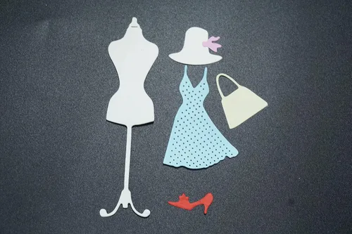 Perchero de metal para ropa, troqueles de corte para vestidos, bolsa de tapa de falda, plantillas en relieve, molde de plantilla para álbumes de Niña