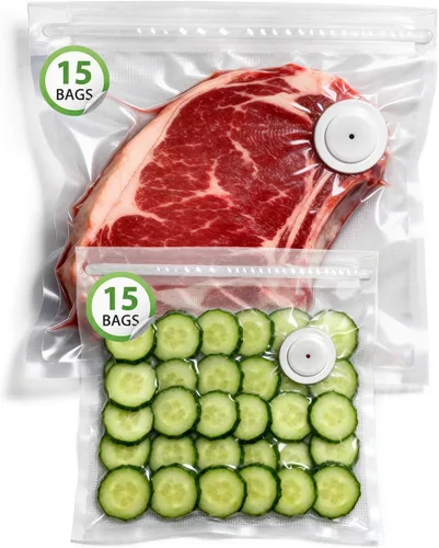 Sellador al vacío compacto, sellador de alimentos portátil de mano con 30 bolsas reutilizables, mini máquina de sellado al vacío recargable para