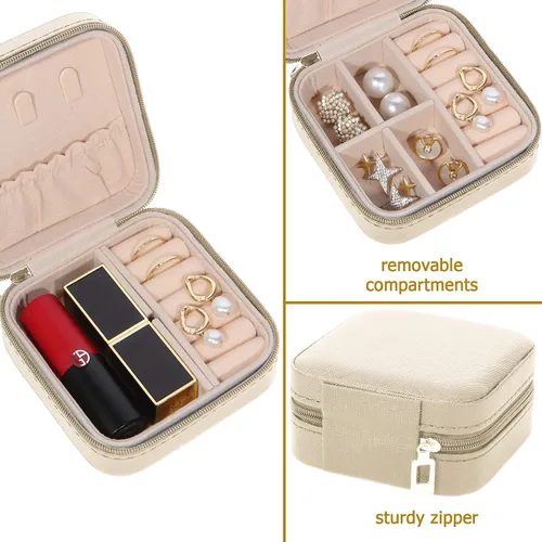 Miniatura 3 de Joyero pequeño, organizador de joyas de viaje, caja de joyería portátil de viaje, mini almacenamiento portátil, caja de almacenamiento para anillos