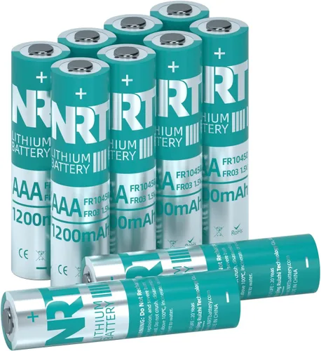 NRT Paquete de 10 pilas AAA triple A de 1.5 V 1200 mAh de mayor duración de potencia AAA de litio baterías, no recargables (10 unidades)