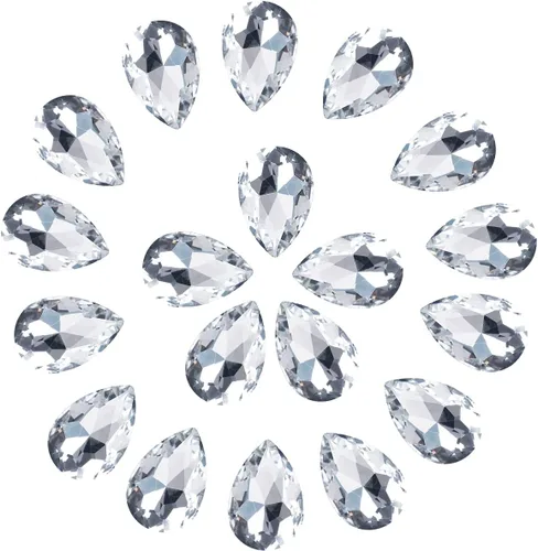 Lágrima de cristal de 0.787 x 1.181 in con diamantes de imitación grandes para manualidades, fabricación de joyas, zapatos, cuentas de vidrio, 36