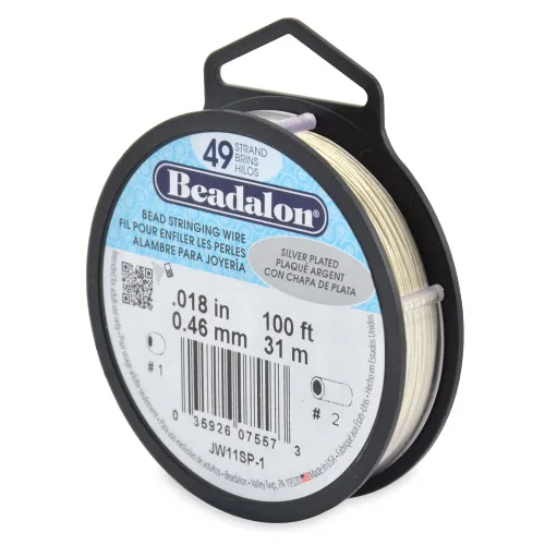Miniatura 18 de Beadalon Alambre de cuerda de cuentas de acero inoxidable de 49 hebras, 0.036 pulgadas / 0.036 in, negro, 100 pies / 101.7 ft