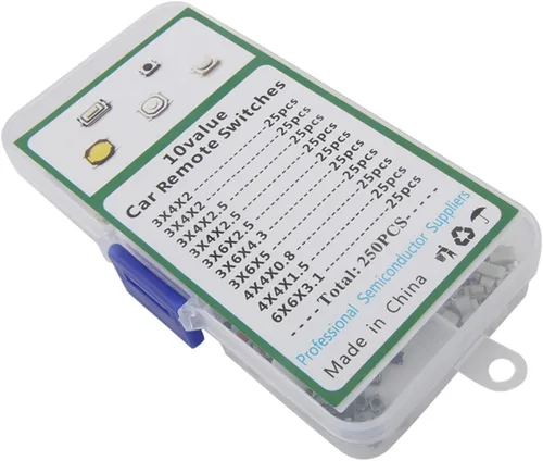 Miniatura 6 de 250 piezas/1 juego de 10 tipos de tabletas de control remoto para coche duradero, interruptor de botón movible, botón de llave de coche, micro