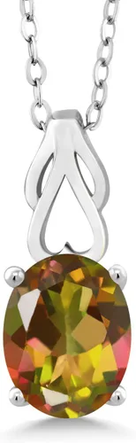 Miniatura 157 de Gem Stone King Collar de plata de ley 925 con piedra natal ovalada de 0.354 x 0.276 in Collar con colgante solitario para mujer Con cadena