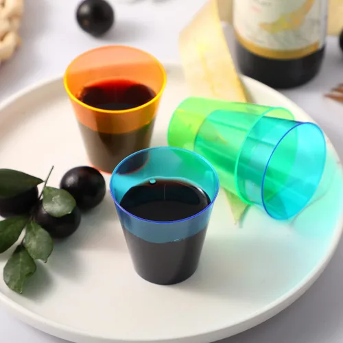 Miniatura 9 de 250 vasos desechables de plástico, vasos de fiesta multicolor neón de 1 onza, vasos desechables de plástico duro para margarita, whisky