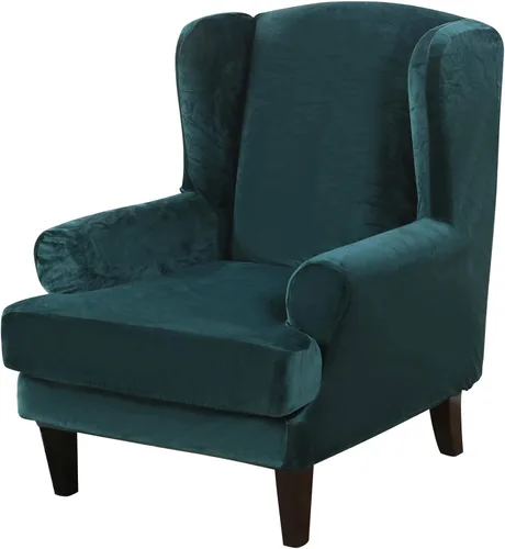 Miniatura 10 de MIFXIN Wingback - Funda para silla, de terciopelo de 2 piezas, elásticas, con funda de cojín, suave, lavable, protector de muebles para sala