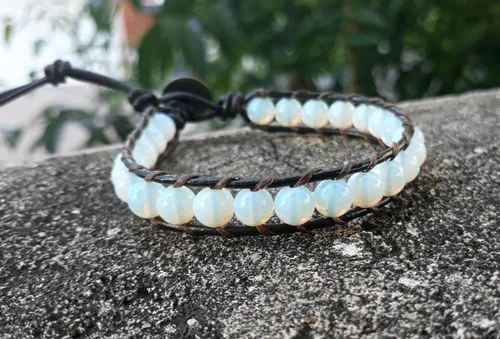 Miniatura 2 de Opal leather bracelets,gemstone bracelets,men bracelets,women bracelets,beaded bracelets
