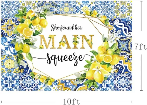 Miniatura 3 de AIBIIN Telón de fondo de despedida de soltera de limón de 10 x 7 pies con texto en inglés "She Found Her Main Squeeze Engagement Party Fotografía