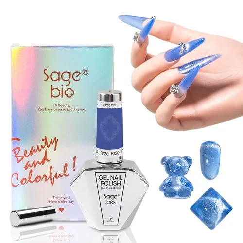 Miniatura 19 de Esmalte de uñas de gel de ojo de gato con barra magnética, 15ml de esmalte de uñas holográfico con purpurina, efecto magnético para manicura DIY