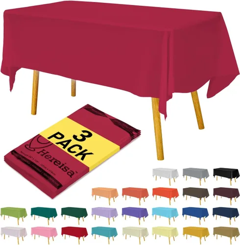 Miniatura 38 de Paquete de 3 manteles de plástico desechables de 54 x 108 pulgadas, manteles de color blanco hueso, manteles de fiesta nupcial para fiestas