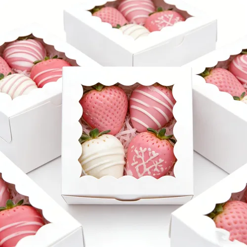 Miniatura 4 de XINHPKGG 50 cajas de galletas de 4 x 4 x 2.5 pulgadas, cajas de panadería con ventana, caja de postre para recuerdos de boda, fiesta, color blanco