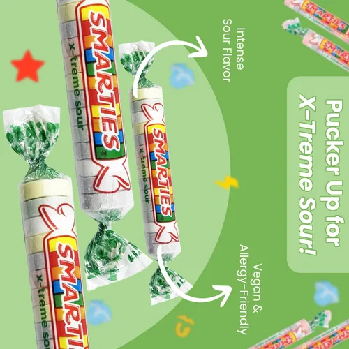 Miniatura 7 de Smarties X-treme Sour Candies - Caramelos agrios sin gluten, sin maní, sin lácteos, perfectos para fiestas, mezclas de dulces y Halloween, dulces a