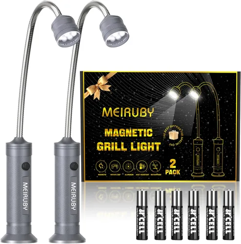 Rellenos de calcetín de parrilla para barbacoa para hombres adultos, juego de 2 luces magnéticas para parrilla: accesorios para parrilla de barbacoa