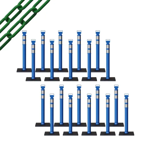 Miniatura 76 de Trafford Industrial - Juego de 20 postes de delineador de 45 pulgadas, collares reflectantes de 3 pulgadas, base de goma de 10 libras