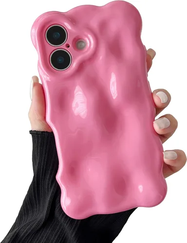 Miniatura 70 de XIZYO Funda para iPhone 13 de 6.1 pulgadas, bonito patrón de ondas, estético, 3D, rizado, ondulado, chapado en purpurina, para mujeres y niñas, Azul
