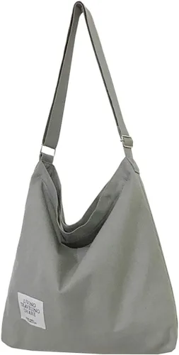 Miniatura 87 de Covelin - Bolsa de hombro informal de lona para mujer, estilo bohemio y retro, bolsa de mano, bolso cruzado, tamaño grande