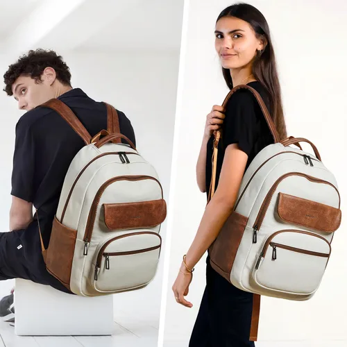 Miniatura 2 de Leresas Mochila de 37L para mujeres y hombres, bolsa de profesor, mochila de viaje de trabajo, mochila de cuero vegano para computadora portátil