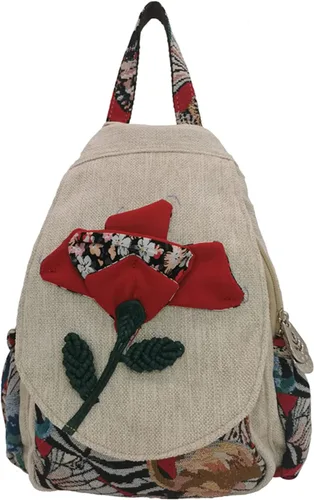 Miniatura 39 de HUANGGUOSHU Mochila de algodón tejida de algodón bohemio con bordado de lona estilo bohemio con múltiples bolsillos retro linda mochila cartera