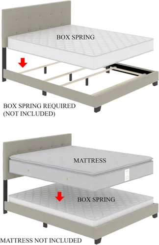 Miniatura 5 de HOME DESIGN Homer - Marco de cama tapizado con respaldo copetudo, cabecera capitonada de piel sintética con botones y ribete de cabeza de clavo