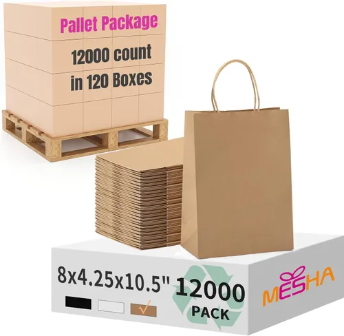Miniatura 37 de MESHA Bolsas de regalo negras de 5.25 x 3.75 x 8 pulgadas, pequeñas bolsas de papel kraft con asas a granel, paquete de 100 para pequeñas empresas