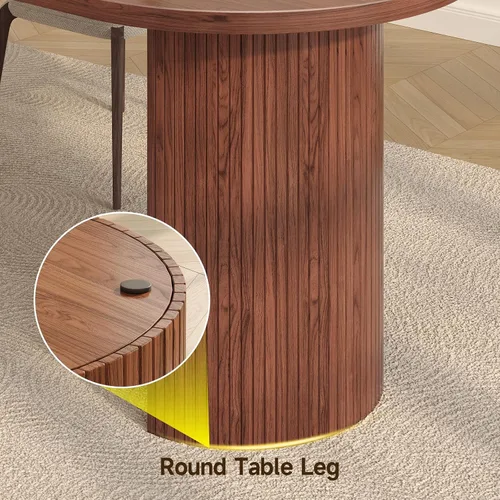 Miniatura 6 de ONBRILL Mesa de comedor de 70.8 pulgadas para 4-6, mesa de comedor ovalada con base de tira de madera acanalada curvada, mesas de cocina modernas
