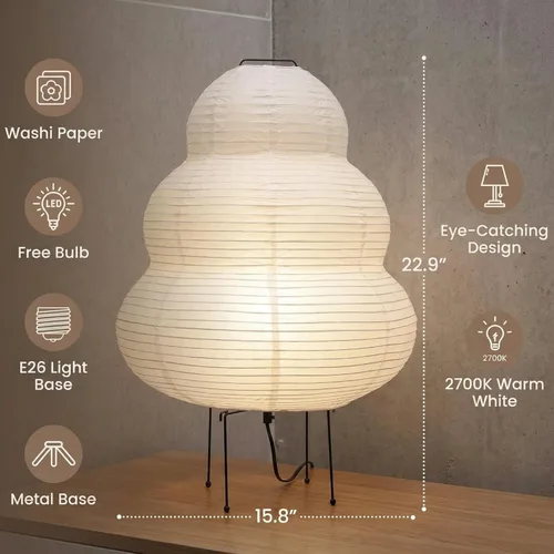 Miniatura 4 de Lámpara de pie de papel japonesa Akari Noguchi • Linterna de papel de arroz • Lámpara de pie japonesa Japandi para iluminación ambiental suave