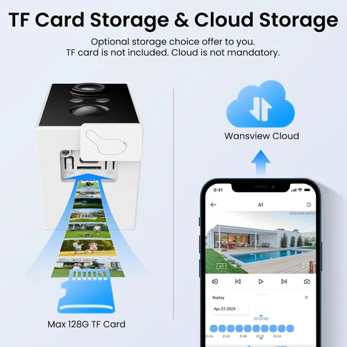 Miniatura 6 de wansview Cámaras para seguridad en el hogar-2K WiFi 6 Cámara inalámbrica para exteriores con energía solar/batería y visión nocturna a