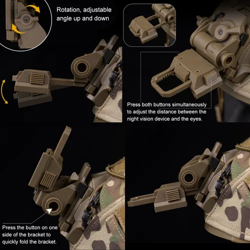 Miniatura 4 de FMA Airsoft Caza Tactical GPNVG18 Modelo simulado Gafas de visión nocturna sin función, prismáticos de cuatro tubos y L4G19 NVG Soporte de casco