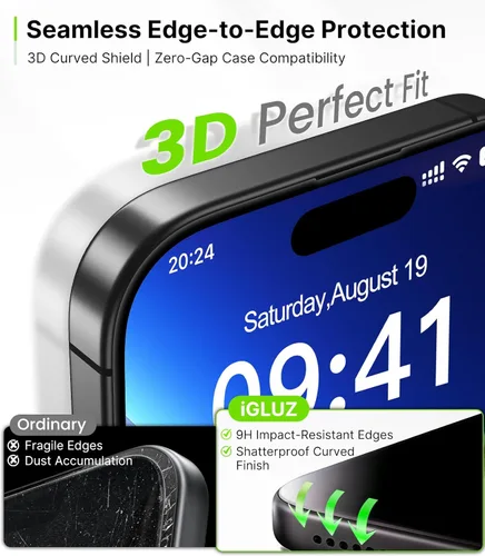 Miniatura 4 de iGluz Paquete de 4+2 protectores de pantalla de privacidad para iPhone 13 Pro Max con protector de lente de cámara de 6.7 pulgadas, 9H + vidrio