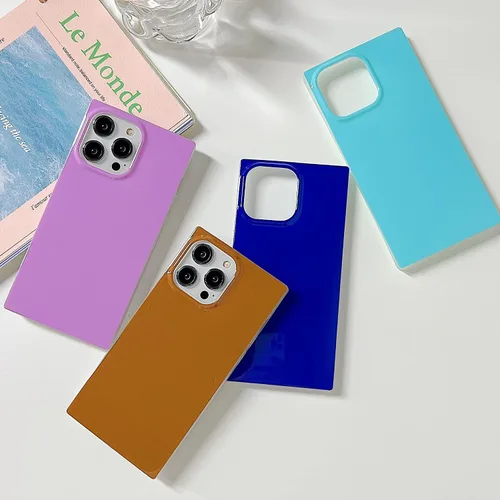 Miniatura 2 de Compatible con Neon Phone Rectangle iPhone 14 Funda para mujer, diseño de lujo de fluorescencia brillante, flexible, suave, delgada, de gel de goma