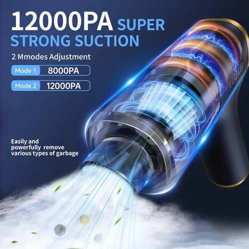 Miniatura 2 de Aspiradora de mano portátil inalámbrica para automóvil, 12000 PA, mini aspiradora de alta potencia y plumero de aire, aspiradora de mano 4 en 1