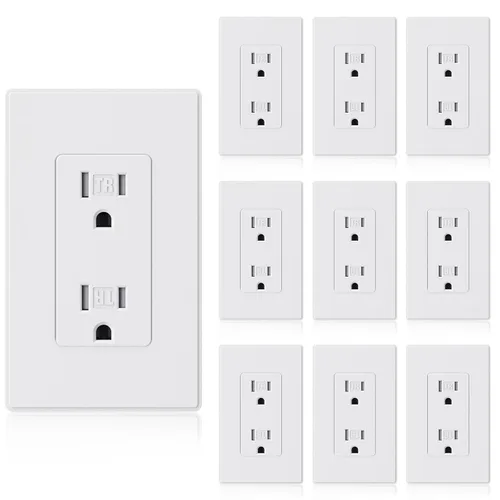 Miniatura 32 de ELEGRP Toma de corriente decorativa de pared, resistente a manipulaciones, 15 amperios, enchufe eléctrico de pared estándar, grado residencial